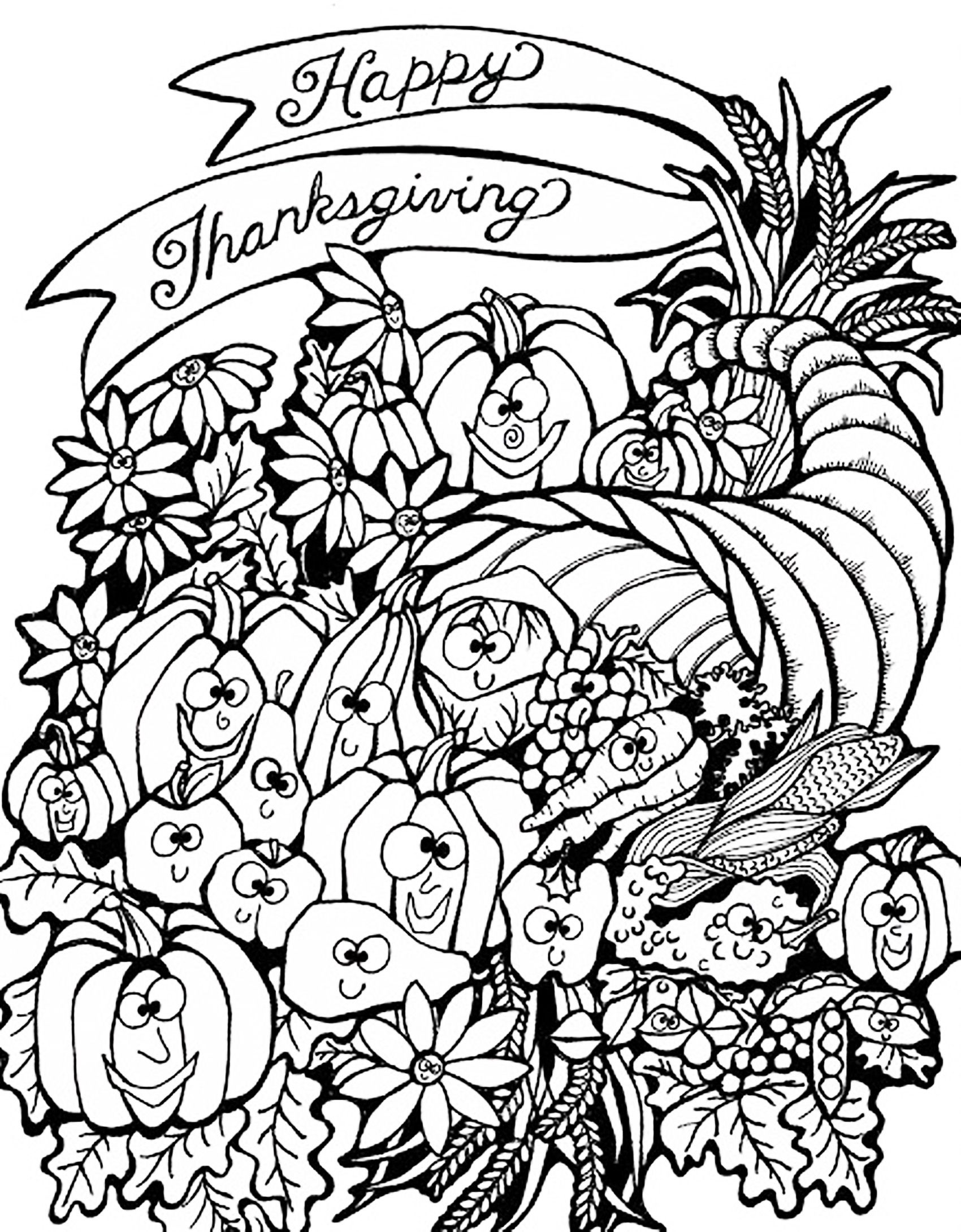 48 Printable Thanksgiving Colouring Pages 64