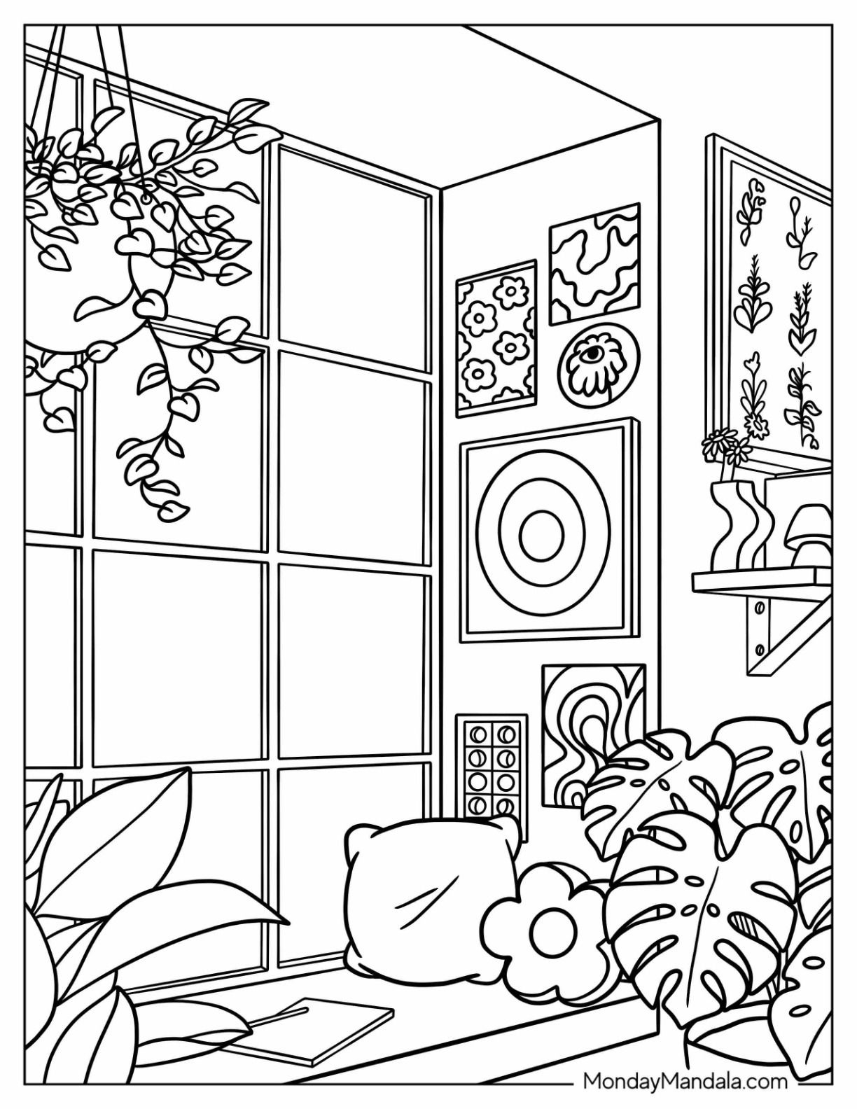 30 Simple Coloring Pages Room