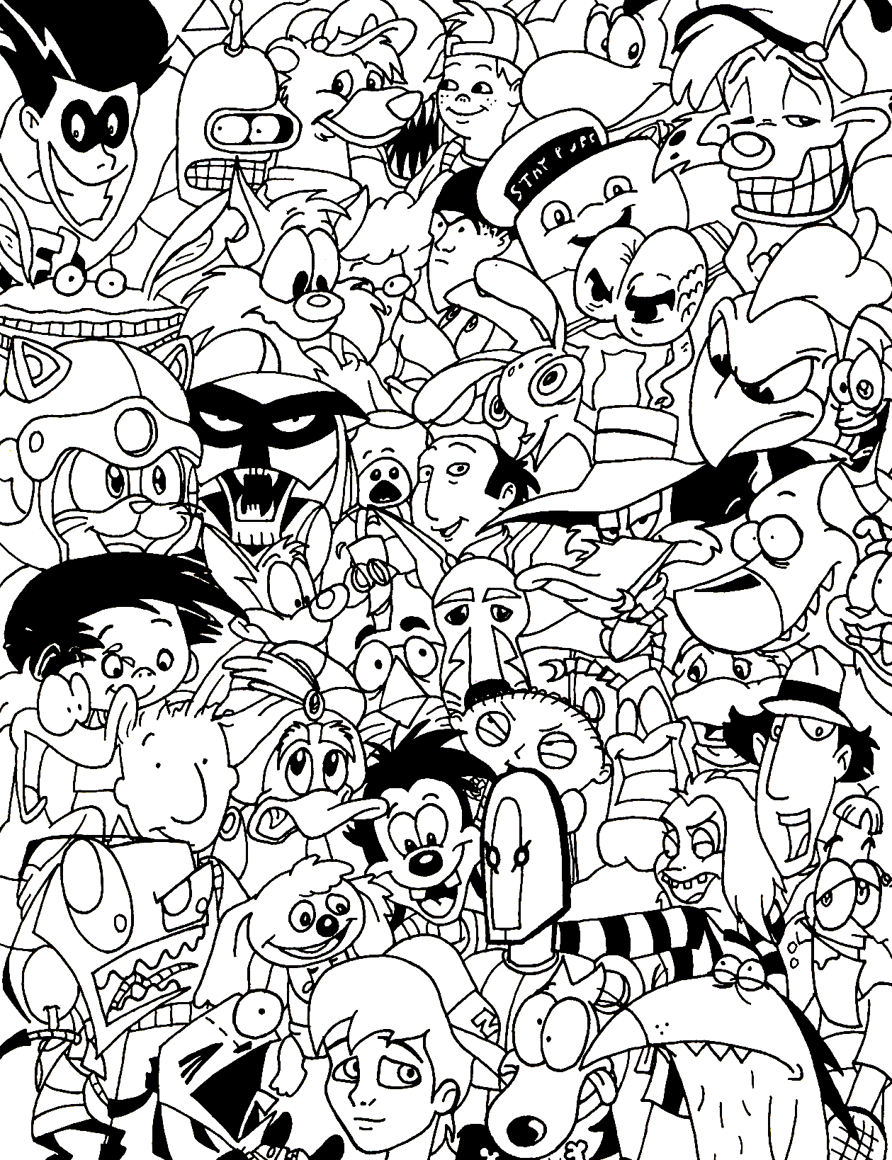 20 Black And White Coloring Pages Cartoon