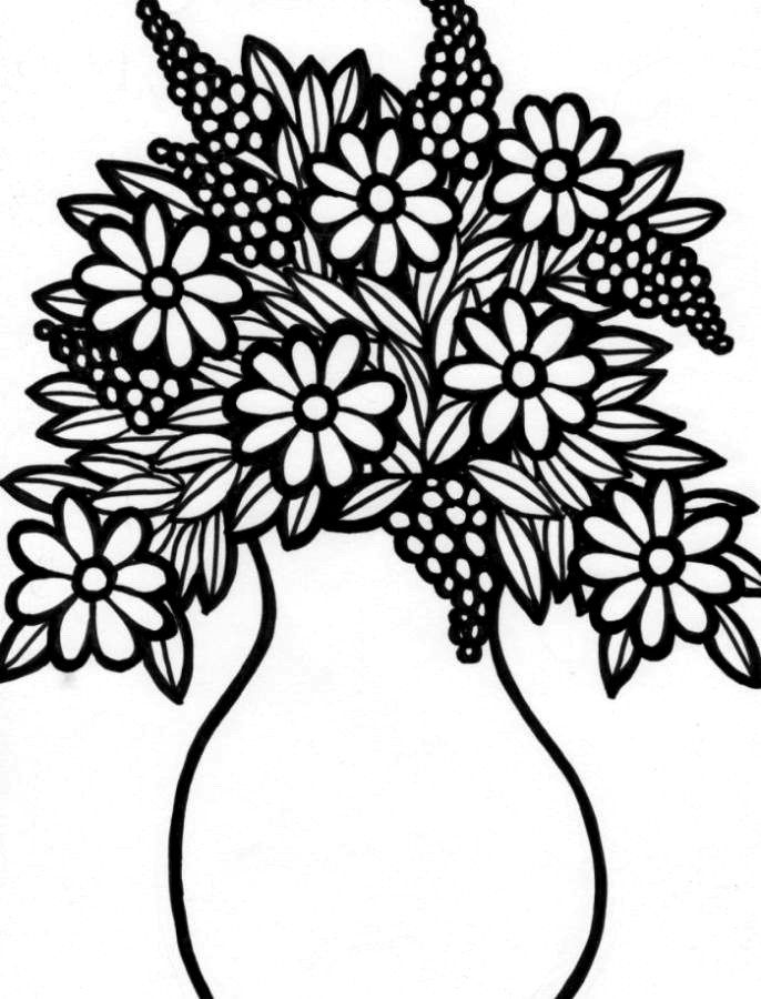 20 Flower Vase Coloring Pages Printables