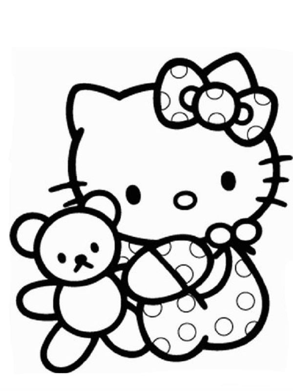20 Hello Kitty Teddy Bear Coloring Page
