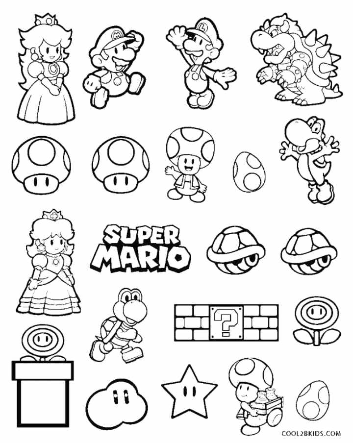 20 Printable Coloring Book Mario
