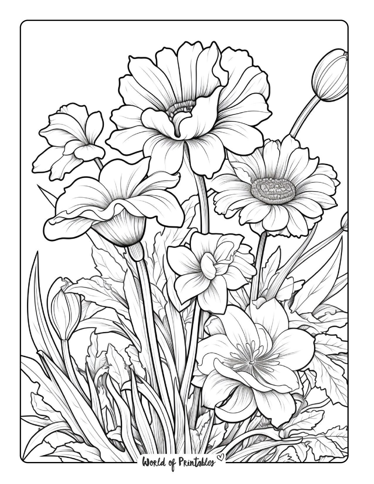 20 Printable Flower Coloring Pages Free Samples