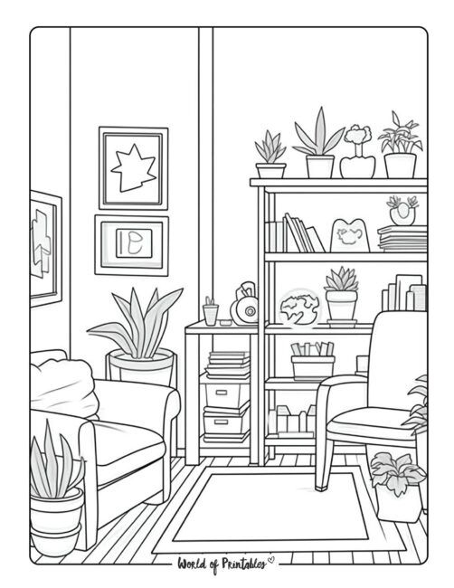 20 Simple Coloring Pages Room