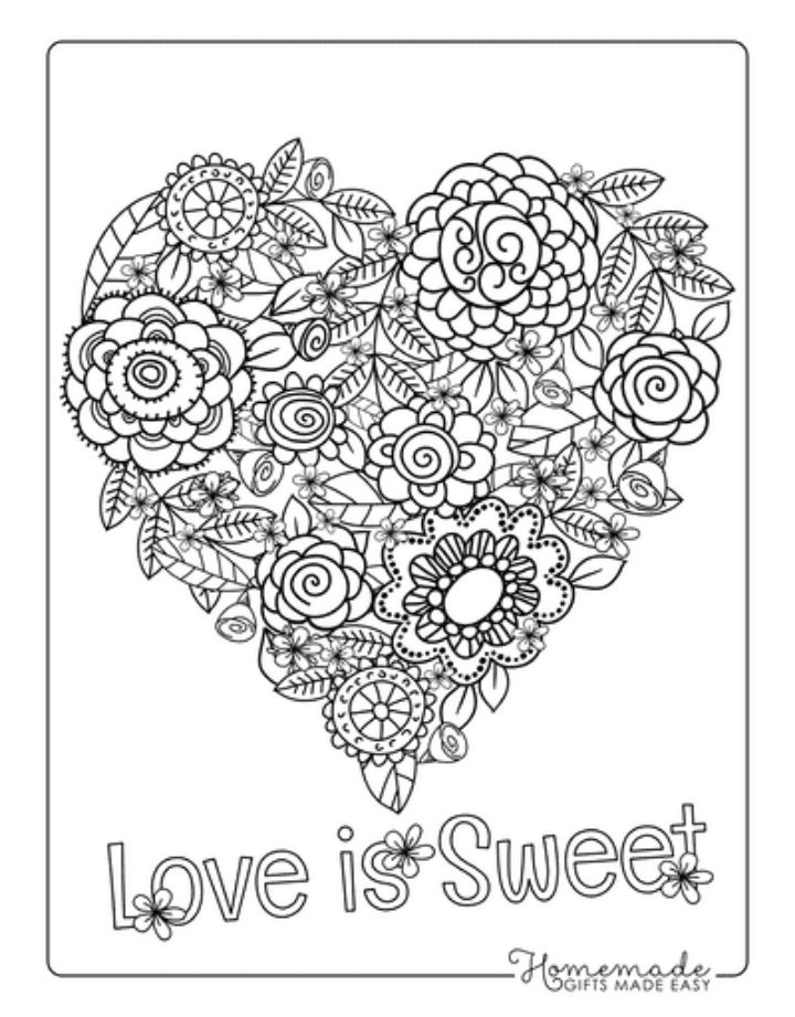 20 Valentines Day Flower Coloring Pages