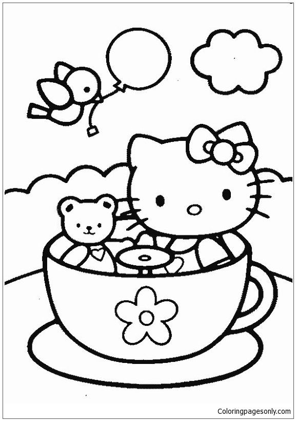 30 Hello Kitty Teddy Bear Coloring Page