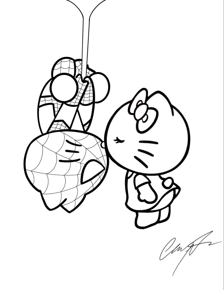 30 Hello Kitty Y Spiderman Coloring Page
