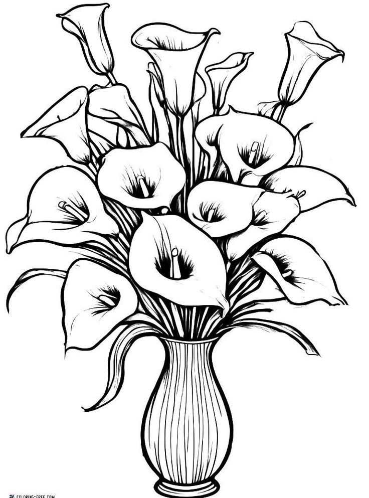 35 Flower Vase Coloring Pages Printables