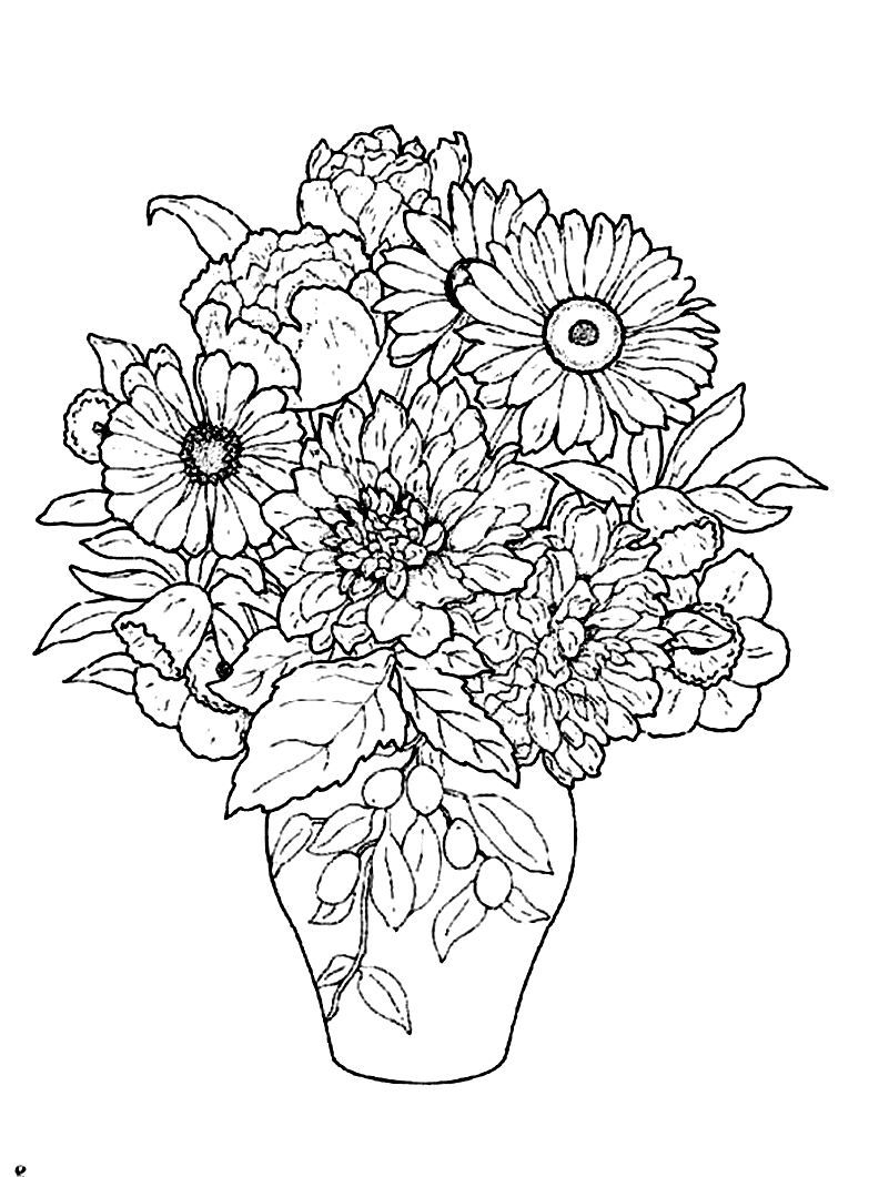 35 Flower Vase Coloring Pages Printables