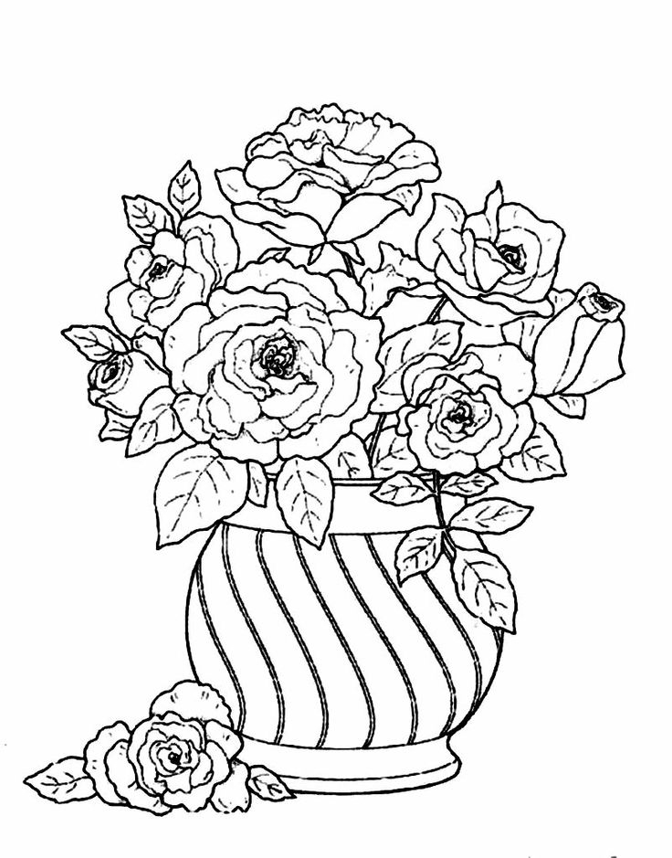 35 Flower Vase Coloring Pages Printables