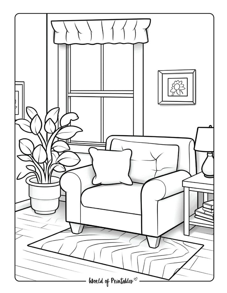 35 Simple Coloring Pages Room