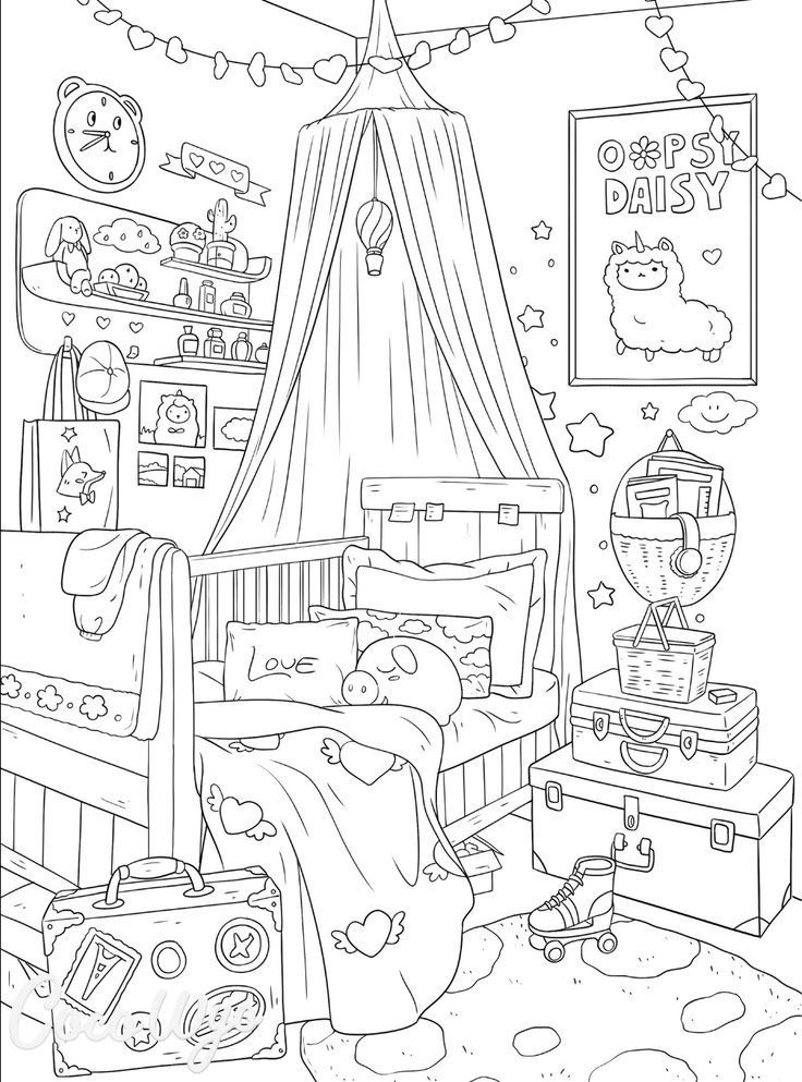 35 Simple Coloring Pages Room