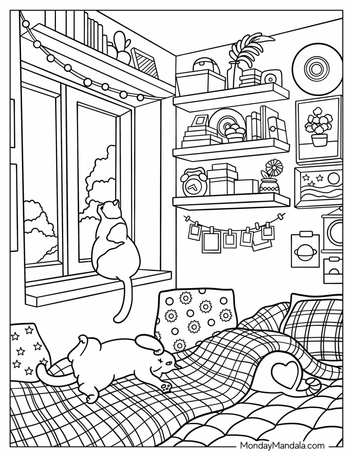 35 Simple Coloring Pages Room